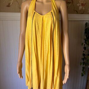 TAS Yellow Summer Dress Open Back NWOT Size M